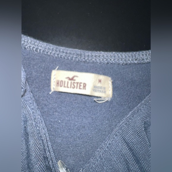 Hollister Slate Blue Ruffled Wrap Mini Dress Size Medium GUC - Picture 2 of 5